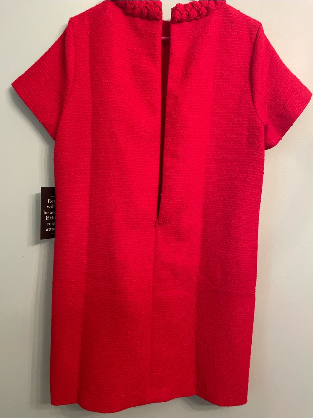 Tuckernuck Red Textured Short-Sleeve Shift Dress with Braided Trim - Picture 3 of 5